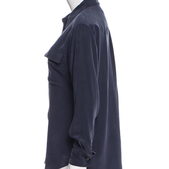 Equipment Navy Blue Silk Button Down Shirt - Picture 2 of 3